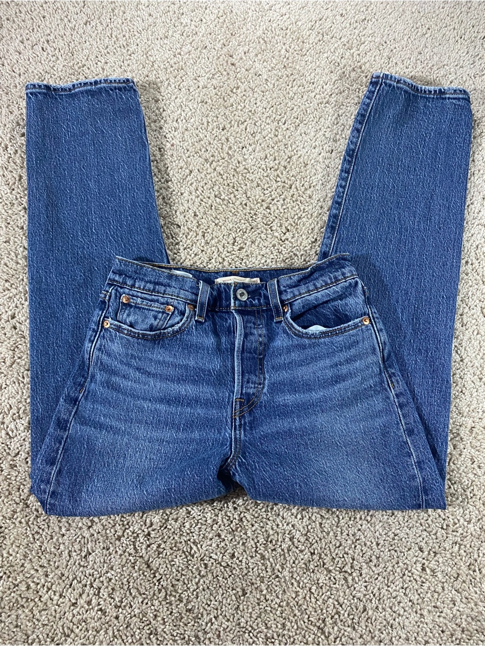 Levi's Wedgie Straight Ankle 26 Dark Wash Blue Jean Denim Pants 26x28 - Picture 10 of 12